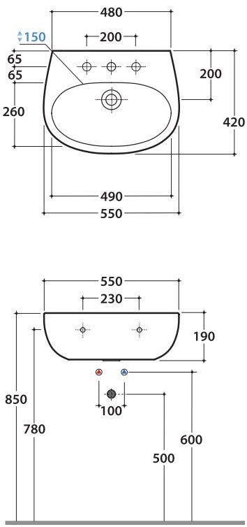 Подвесная раковина настенная овальная Ceramica Globo Grace белая sun-id-1516498 - Вид №6