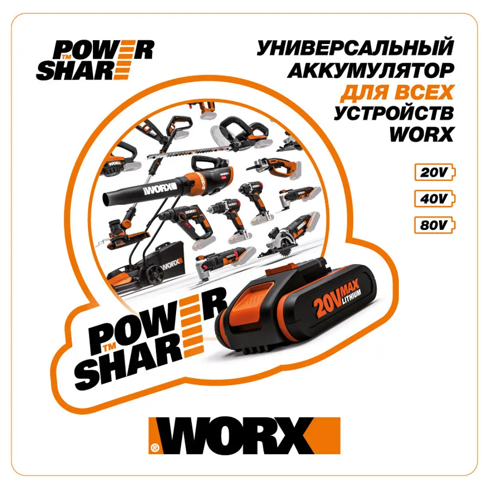 Триммер аккумуляторный Worx WG163E.2 20 В 1x2 Ач АКБ и ЗУ входит в комплект 82221083 STLM-2051117  - Вид №7