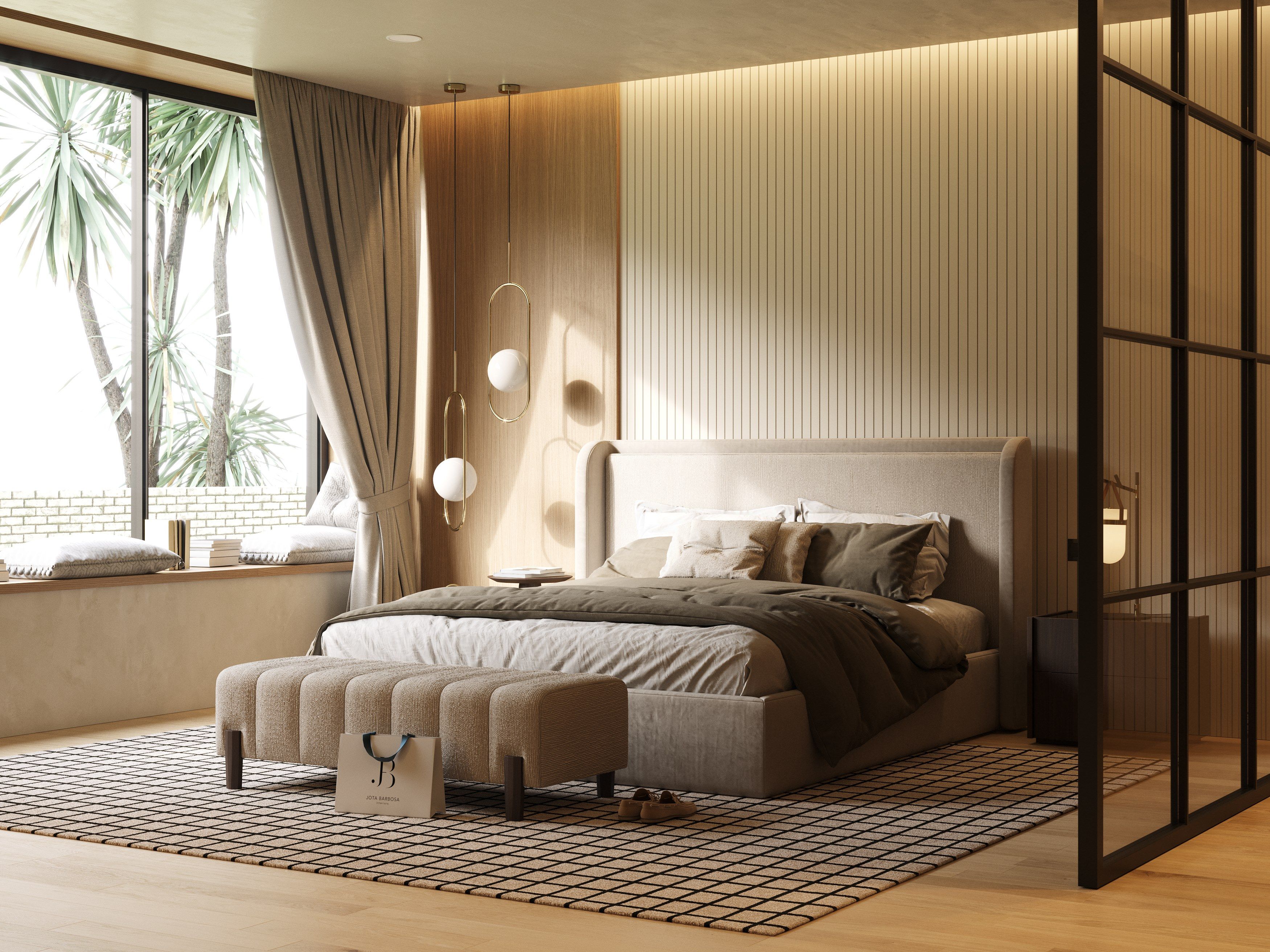 Двуспальная кровать из ткани с мягким изголовьем Stylish Club Porto ARCH-00034730 - Вид №2