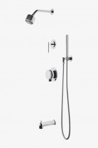 DBSP24 Душевая система с балансировкой давления в децибелах с душевой лейкой с тропическим душем 3 1/4 дюйма, ручным душем, изливом ванны и рукояткой отводного рычага Waterworks