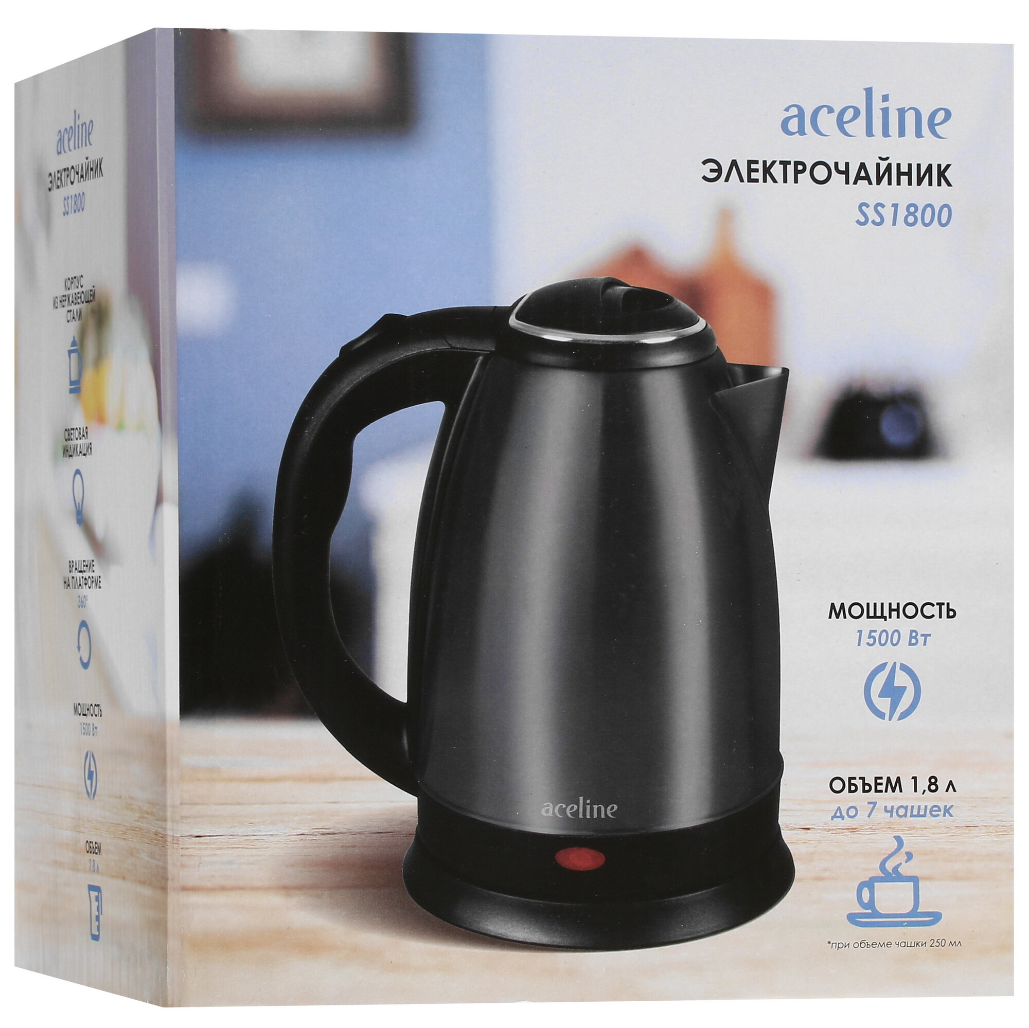 5414947 Электрочайник Aceline SS1800 черный STDN-0018567 - Вид №6