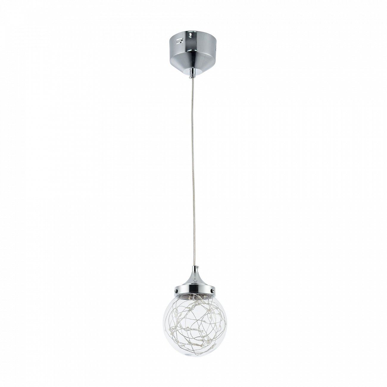 Светильник подвесной светодиодный со стеклянным плафоном 15 см хром Isabel FR6157-PL-5W-TR FREYA LED 00-3957120 Хром  - Вид №1