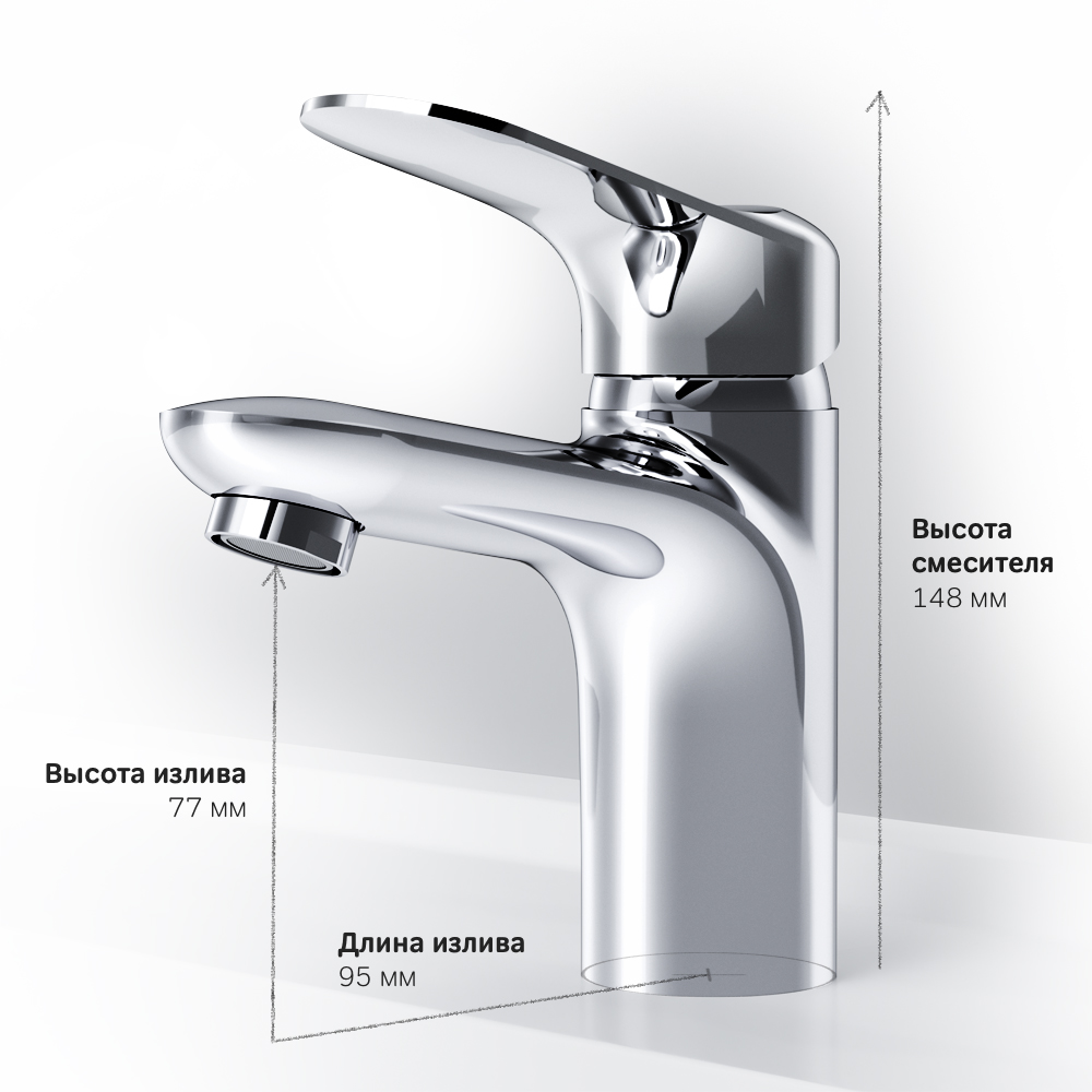 F85C02100 смеситель для умывальника хром шт AM.PM Sunny - Вид №7