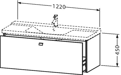 BR402300909 Тумбочка подвесная Brioso #BR4023 1220 x 479 мм Светло-голубой матовый декор Duravit - Вид №1