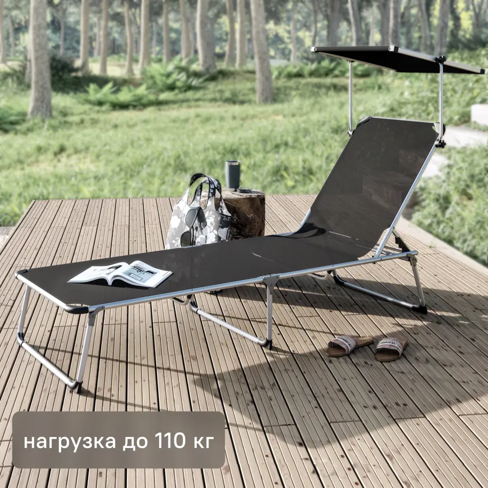 Шезлонг складной Azur 188x61x30 см алюминий/текстилен цвет серый Santreyd STLM-2042039
