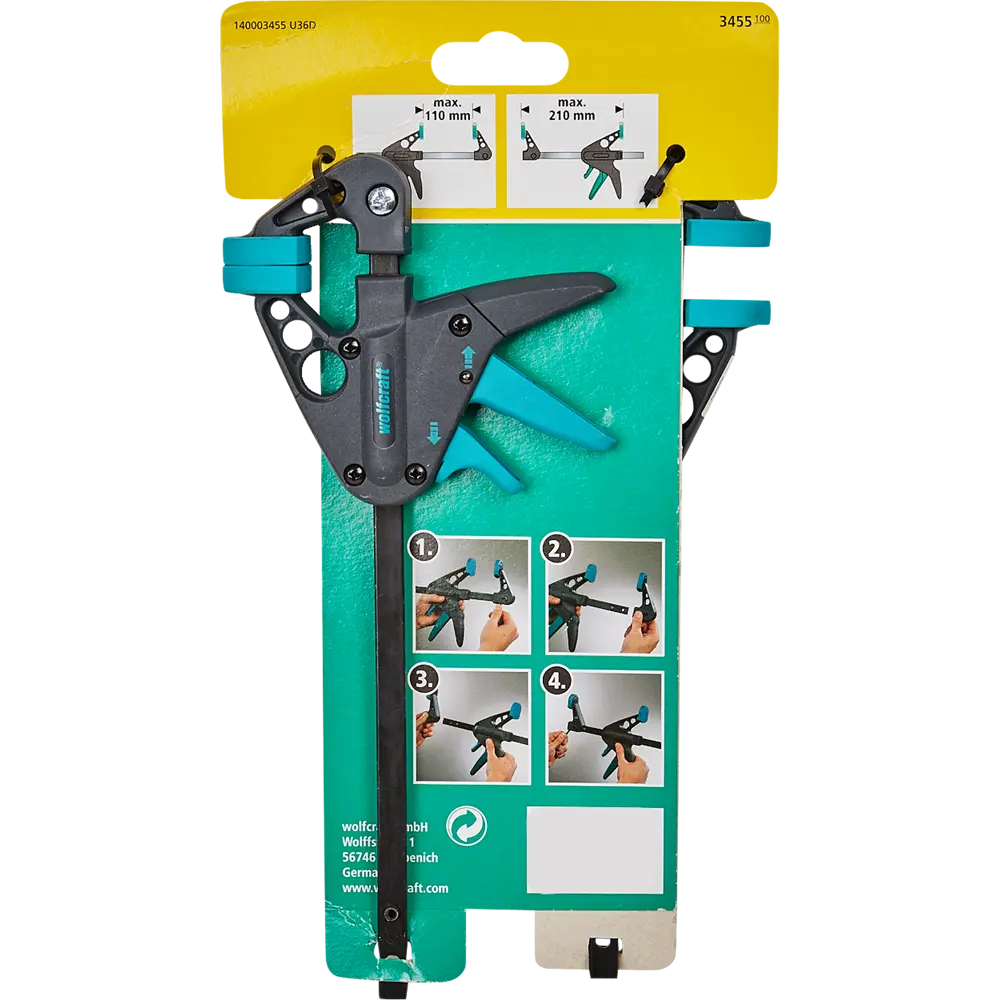 Мини-струбцина Wolfсraft 3455100, 110x210 мм, 2 шт WOLFCRAFT STLM-2064365 - Вид №5