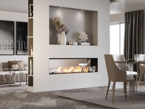 Встроенный камин с двойным фасадом из биоэтанола