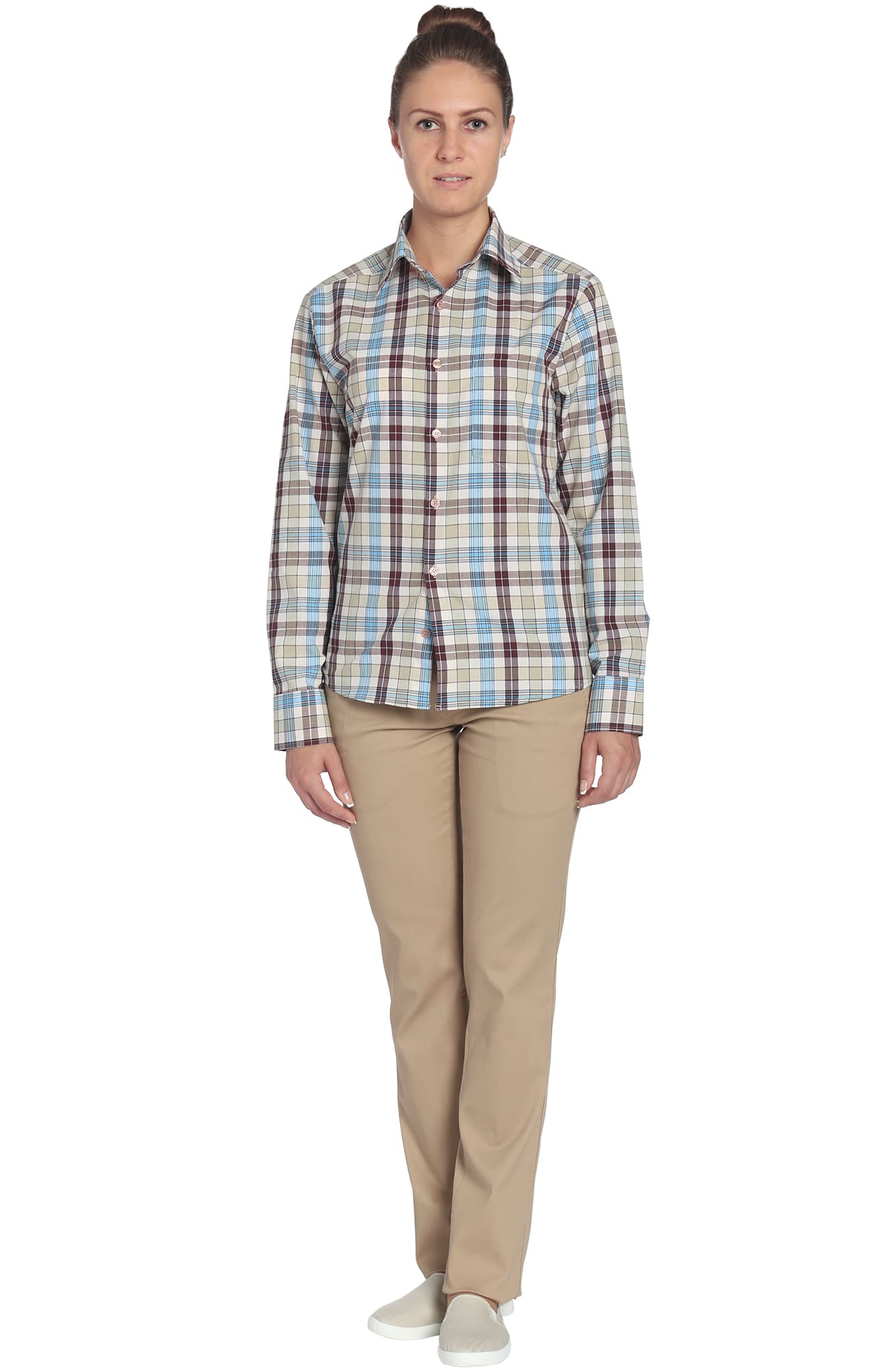 67814 Рубашка в клетку plaid beige (шотландка бежевая) HIPSTER  Толстовки, рубашки, футболки, тенниски  размер 44 (88)  - Вид №1