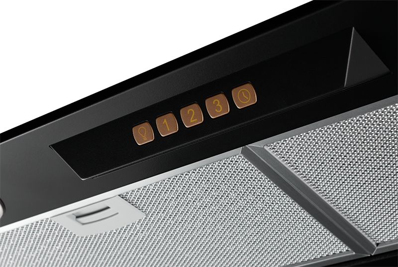 INLINEA 72 B Встраиваемая вытяжка, ширина 72 см, отвод/рециркуляция, 650 м3/час, электронное управление, 3 скорости, галогенное освещение 2х20 вт, анодированный алюминиевый жироулавливающий фильтр,таймер, угольный фильтр с6с (опция), 42-56 дб, цвет черный Santreyd  - Вид №2