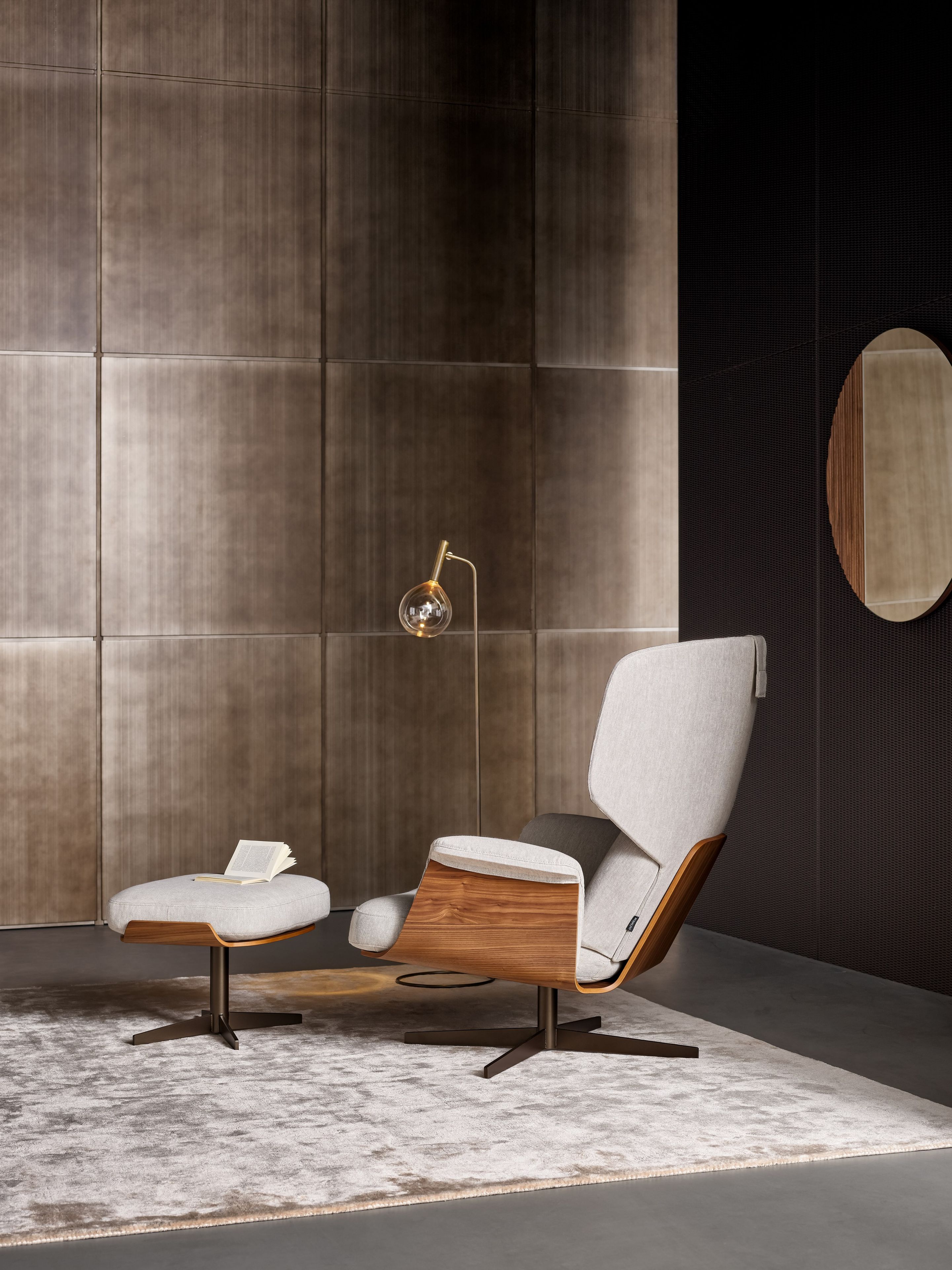 Тканевое вращающееся кресло с подставкой для ног BONALDO Olos ARCH-00073493 - Вид №5