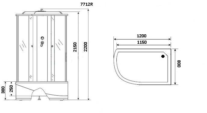 Душевая кабина NG-7712WR (800x1200х2150) высокий поддон стенки БЕЛЫЕ Niagara Luxe - Вид №2
