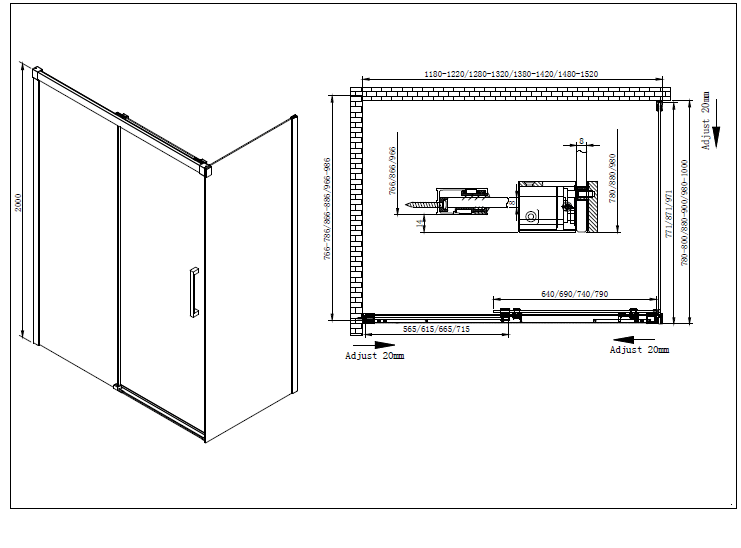 Душевой уголок CEZARES LUX-SOFT-W-AH-1-150/80-C-Cr-IV - Вид №3