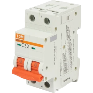 Автоматический выключатель TDM Electric ВА47-60 2P C32 А 6 кА SQ0223-0096 84399512 STLM-2074796