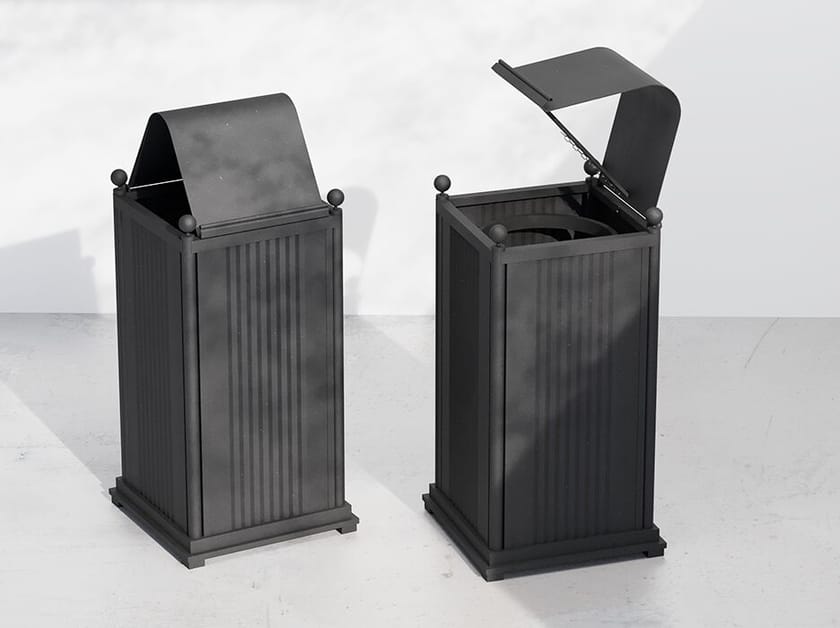 Металлическая корзина для мусора с крышкой для наружного использования DIMCAR ARCH-00033076