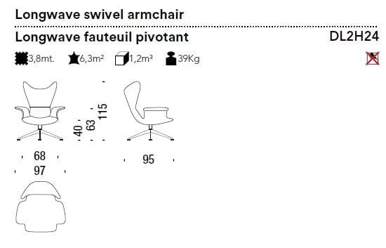 Спицевое вращающееся кресло с подлокотниками MOROSO Longwave ARCH-00013436 - Вид №2