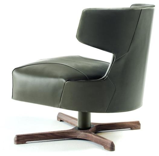 Frigerio Salotti Поворотное кожаное кресло с 4-мя спицами sun-id-1493789 - Вид №1