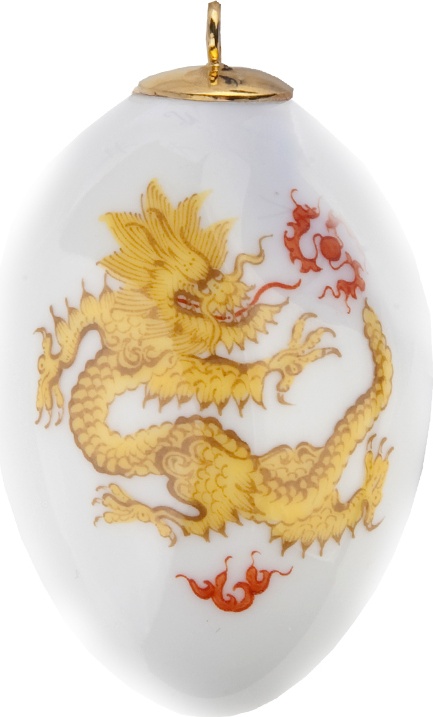 89316 Meissen Яйцо пасхальное 4,5см "Дракон мин в желтом цвете" Фарфор, Керамика 