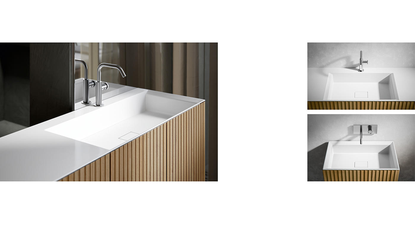 ED-ST27 Edone Chrono38 Встроенный умывальник ВСТРОЕННЫЙ БАК Интегрированная верхняя часть ванны Chrono38 или Chrono44 с отделкой Stonematt  - Вид №2