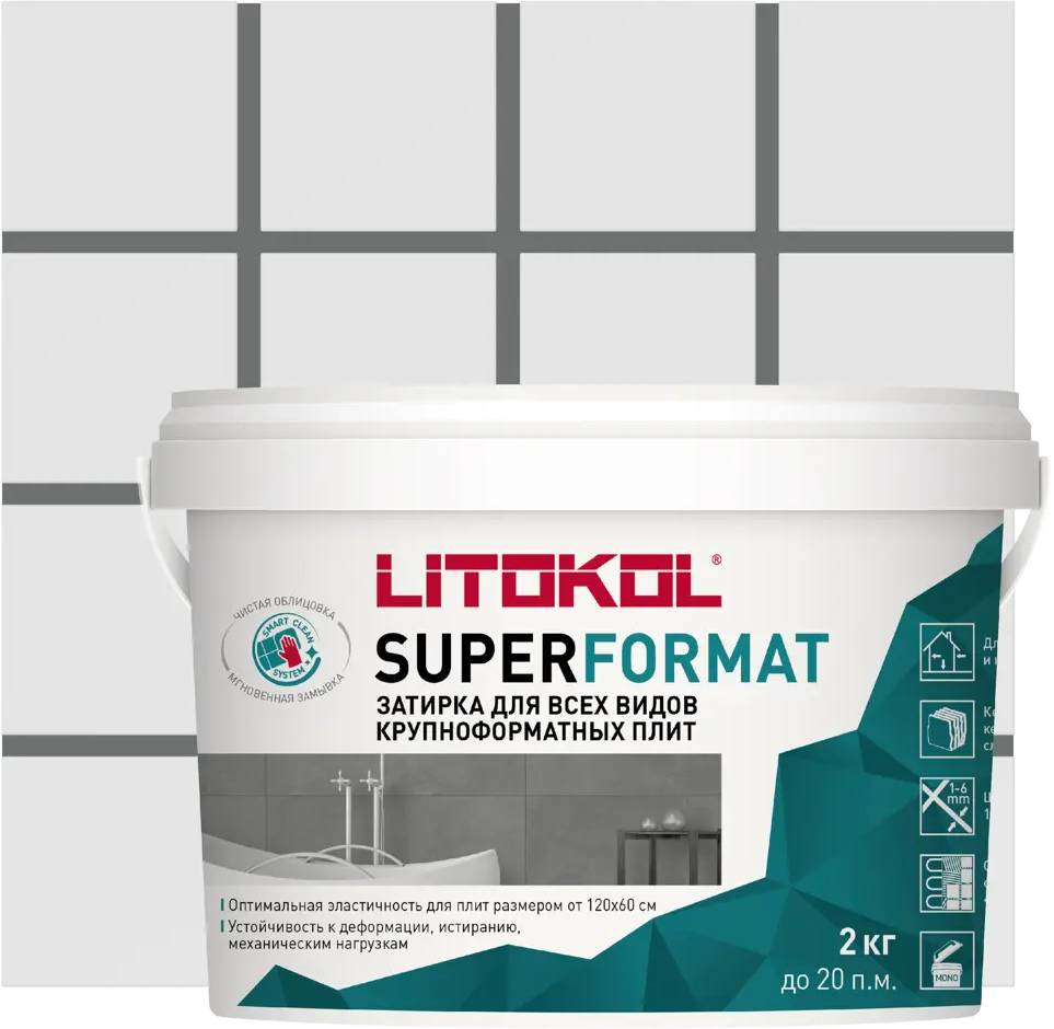 91685364 Затирка готовая для крупноформатных плит LITOKOL SUPERFORMAT SF.125 Антрацит 2 кг STLM-0800087