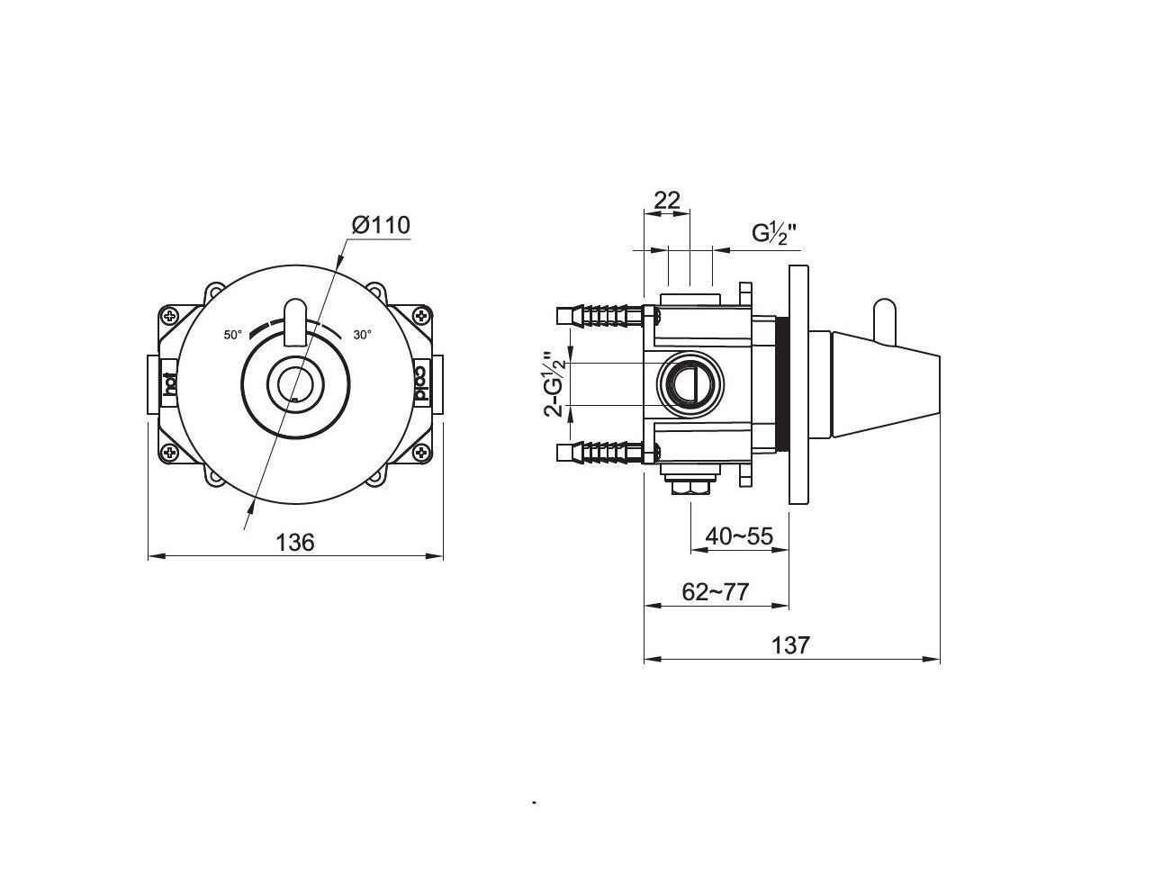 Термостатический смеситель для душа из нержавеющей стали с ручным душем JEE-O конус ARCH-00036155 - Вид №3