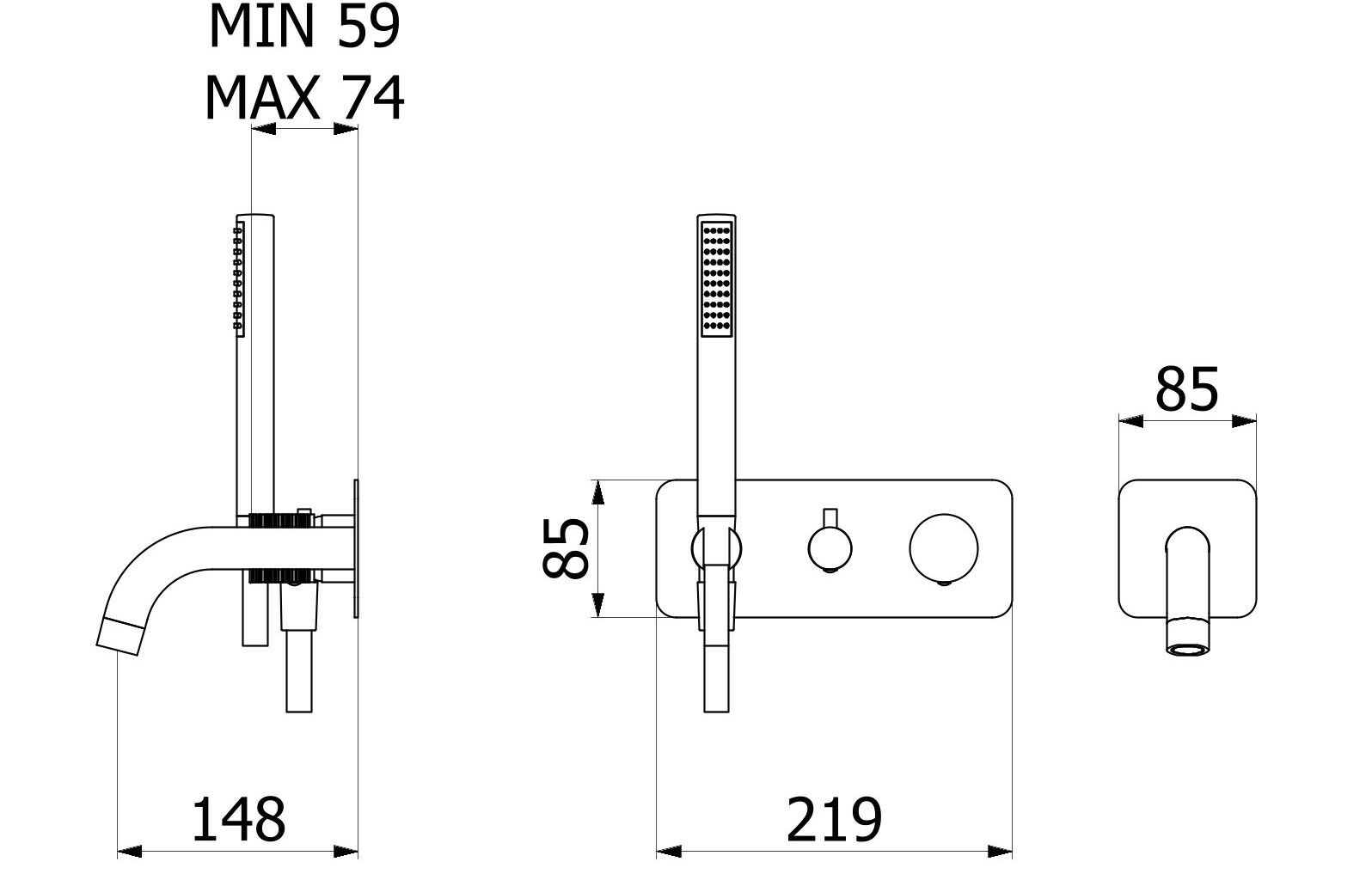 Встраиваемый смеситель для душа с 4 отверстиями и ручным душем IB винил ARCH-00147926 - Вид №12