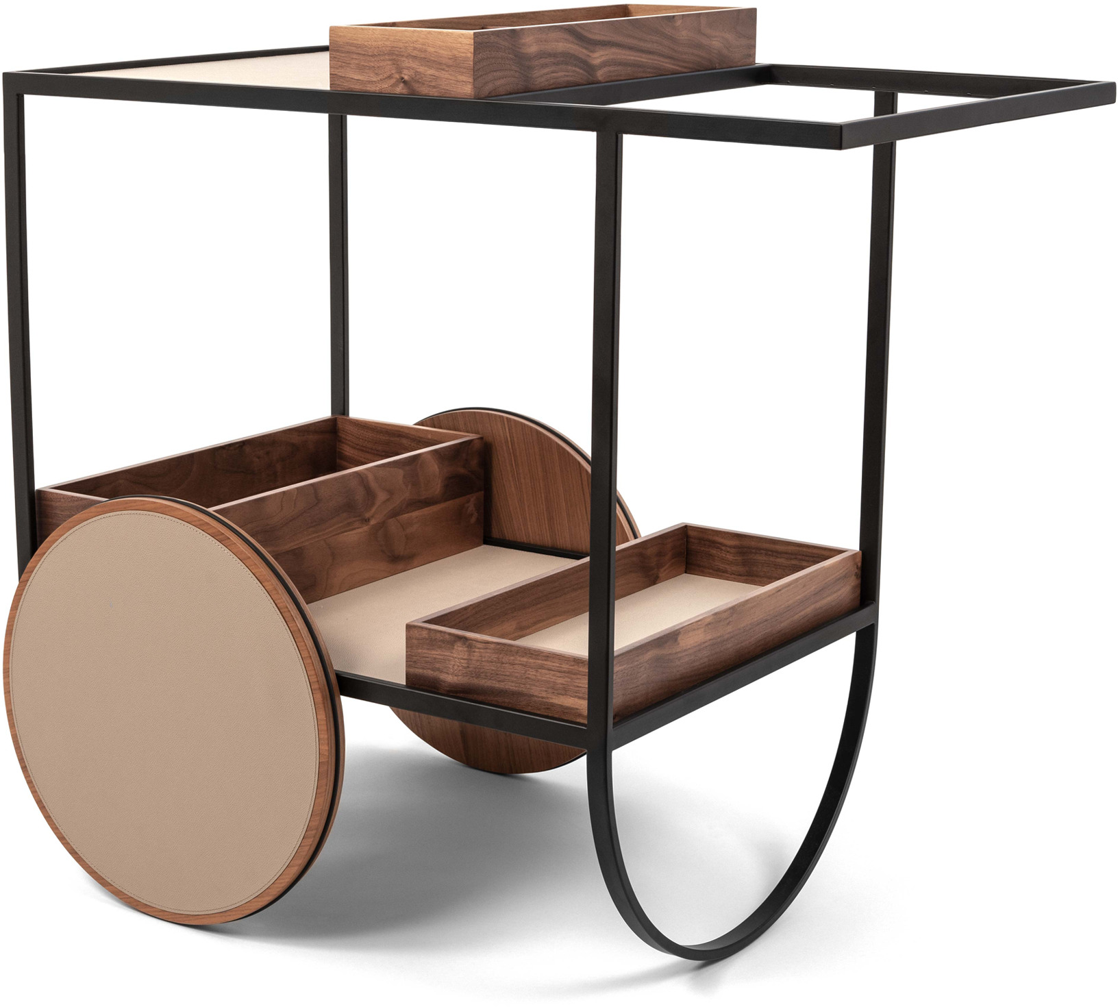 Сервировочная тележка пурпурного цвета - 88X56XH78 см / зернистая кожа_camel