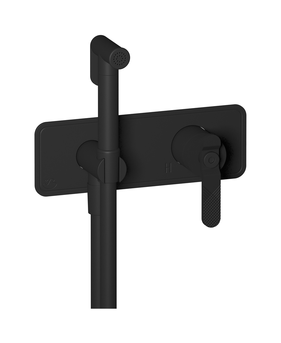 Внешние части гигенического душа со смесителем. WE ARE IB b2706np Matt Black Bold