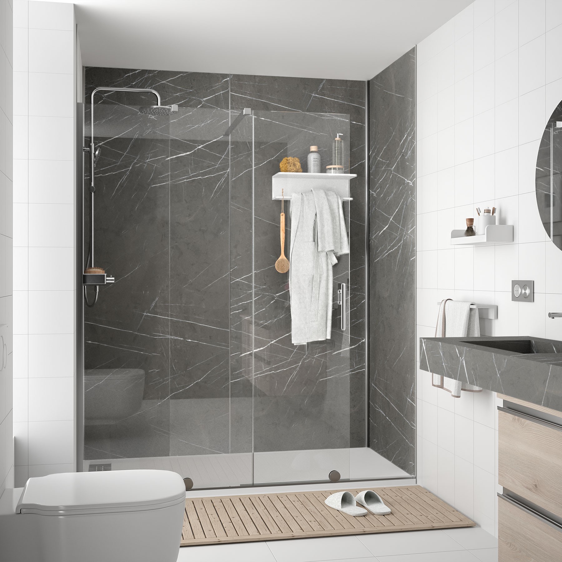 88085 SALGAR Душевая панель ATLAS серый камень 800 x 2550 x 4 мм