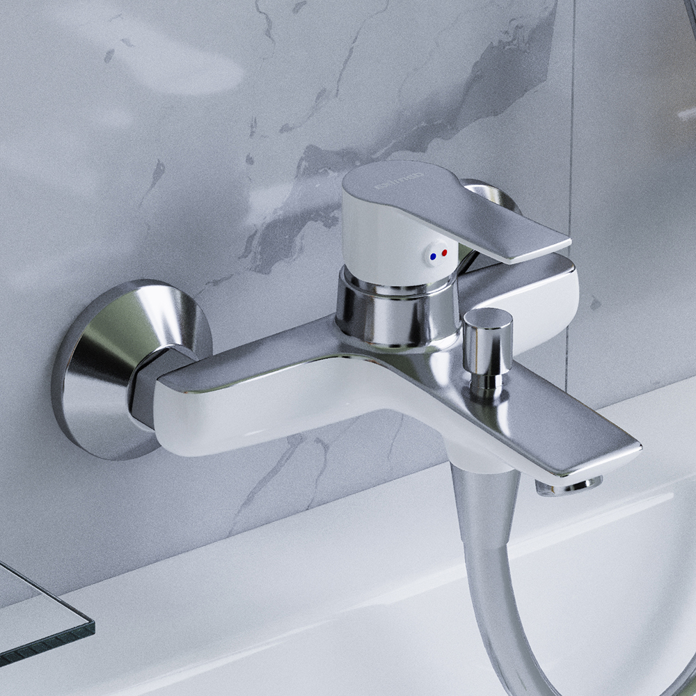 841000000 смеситель для ванны/душа белый Damixa Origin Elegance  - Вид №5