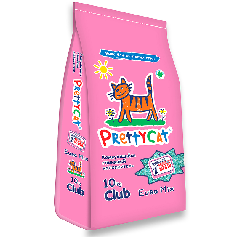 ПР0053789 Наполнитель для кошачьего туалета Euro Mix бентонитовый комкующийся 10кг PrettyCat 