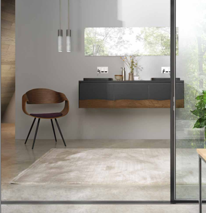 C375M2L50.101NC Тумба подвесная с 2 выдвижными ящиками A. e T. Italia TRACE Белый матовый - орех Каналетто Италия AeT ITALIA - Вид №4