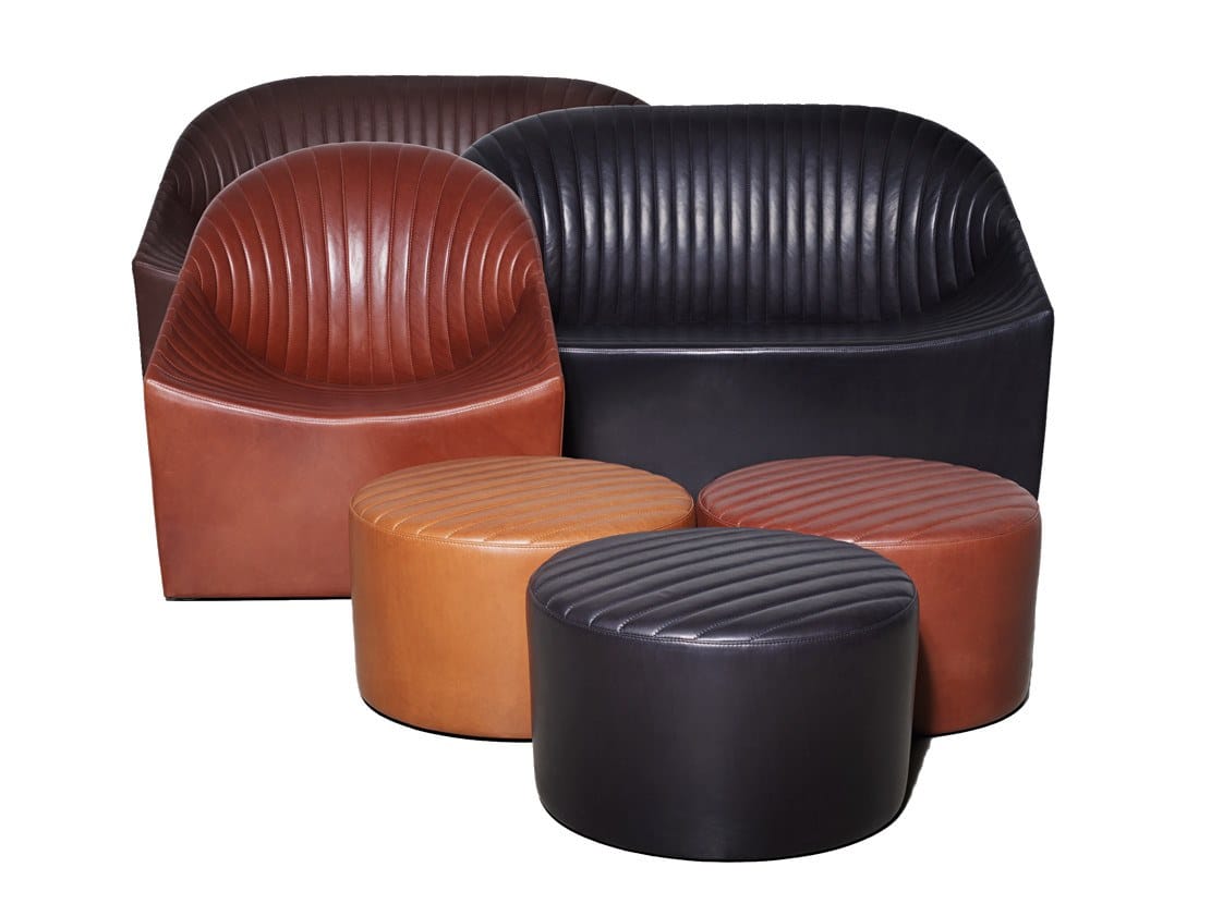 Круглый кожаный пуф Wittmann Oyster ARCH-00002003 - Вид №1