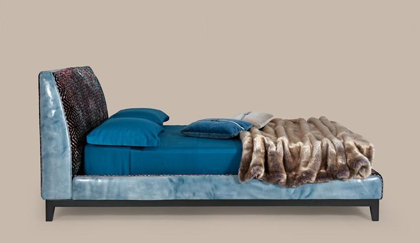 Borzalino Двуспальная кровать из ткани с мягким изголовьем Greg sun-id-1478480 - Вид №3