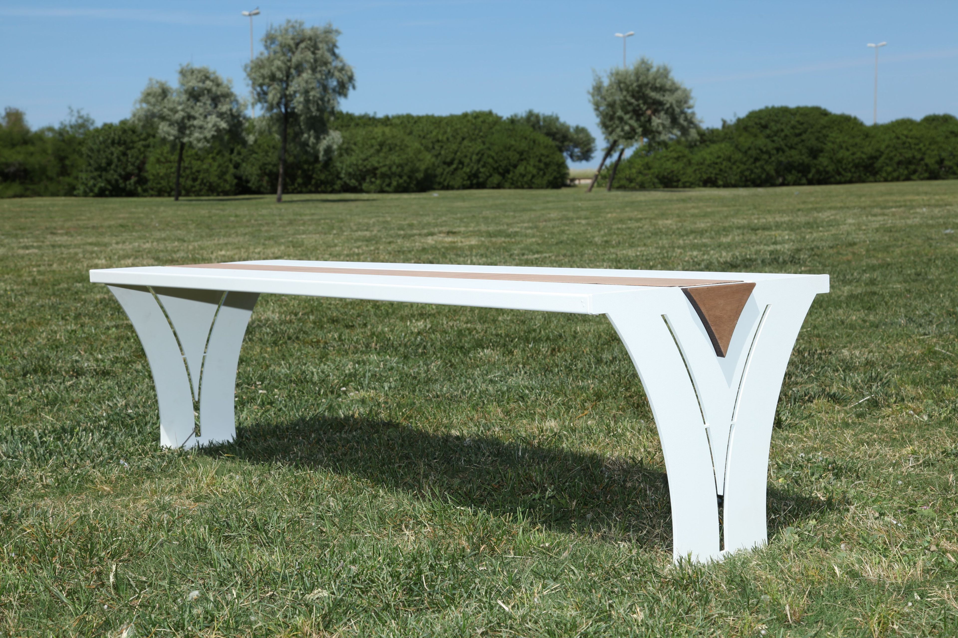 Стальная и деревянная скамья без спинки CITYSì Viktor ARCH-00048494 - Вид №9