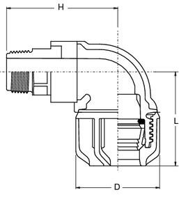 SANIT 902083511 Колено 90 ° с конической наружной резьбой из латуни  - Вид №1
