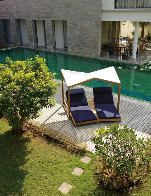 MOBIKA GARDEN Садовая кушетка с двойным навесом из тика sun-id-1363036 - Вид №1