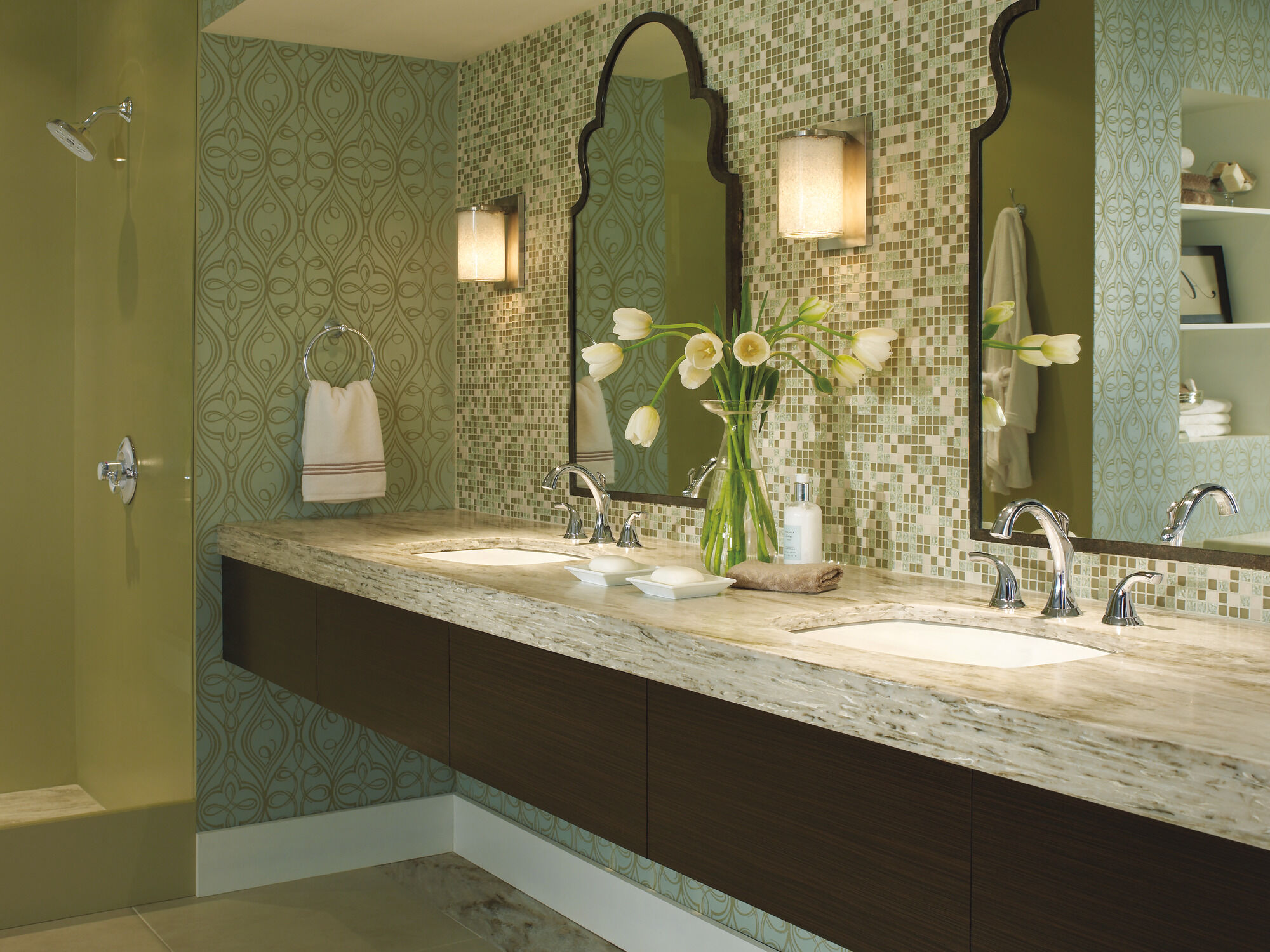 3592LF-PT Смеситель для ванной комнаты с двумя ручками Delta Faucet Addison Выдержанный оловянный  - Вид №1