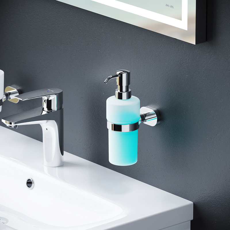 A7436900 L Стеклянный диспенсер для жидкого мыла с настенным держателем хром AM.PM Sense - Вид №2