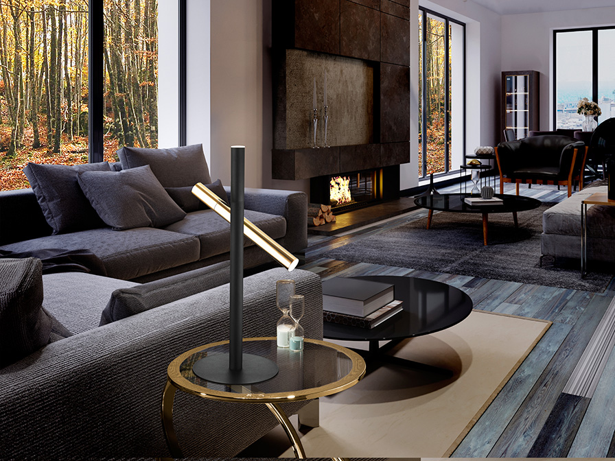 087839 Настольная лампа 2L золото черный Schuller Varas  - Вид №1