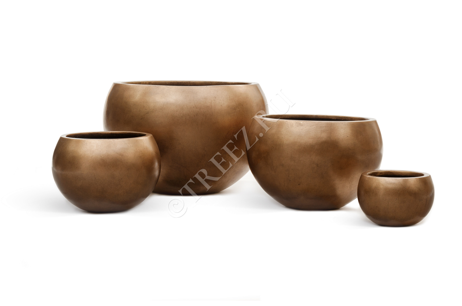 41.3318-04-016-BRS-32 Кашпо  Effectory - серия Metal - Полусфера - Тёмное матовое золото Цветочная коллекция 