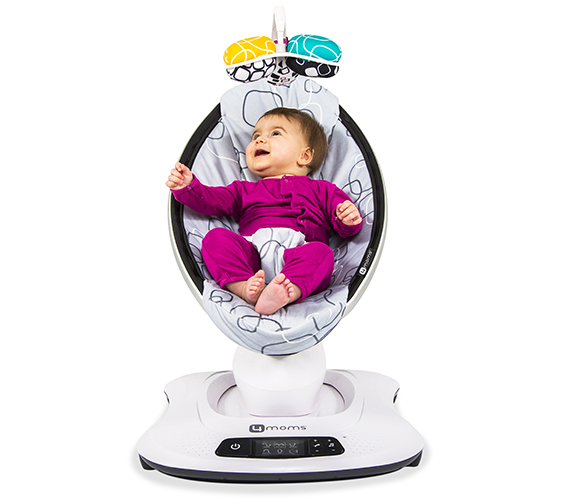 Кресло-качалка детское МамаРу 4.0 серый плюш 4MOMS  322509 Белый;серый Santreyd  - Вид №1