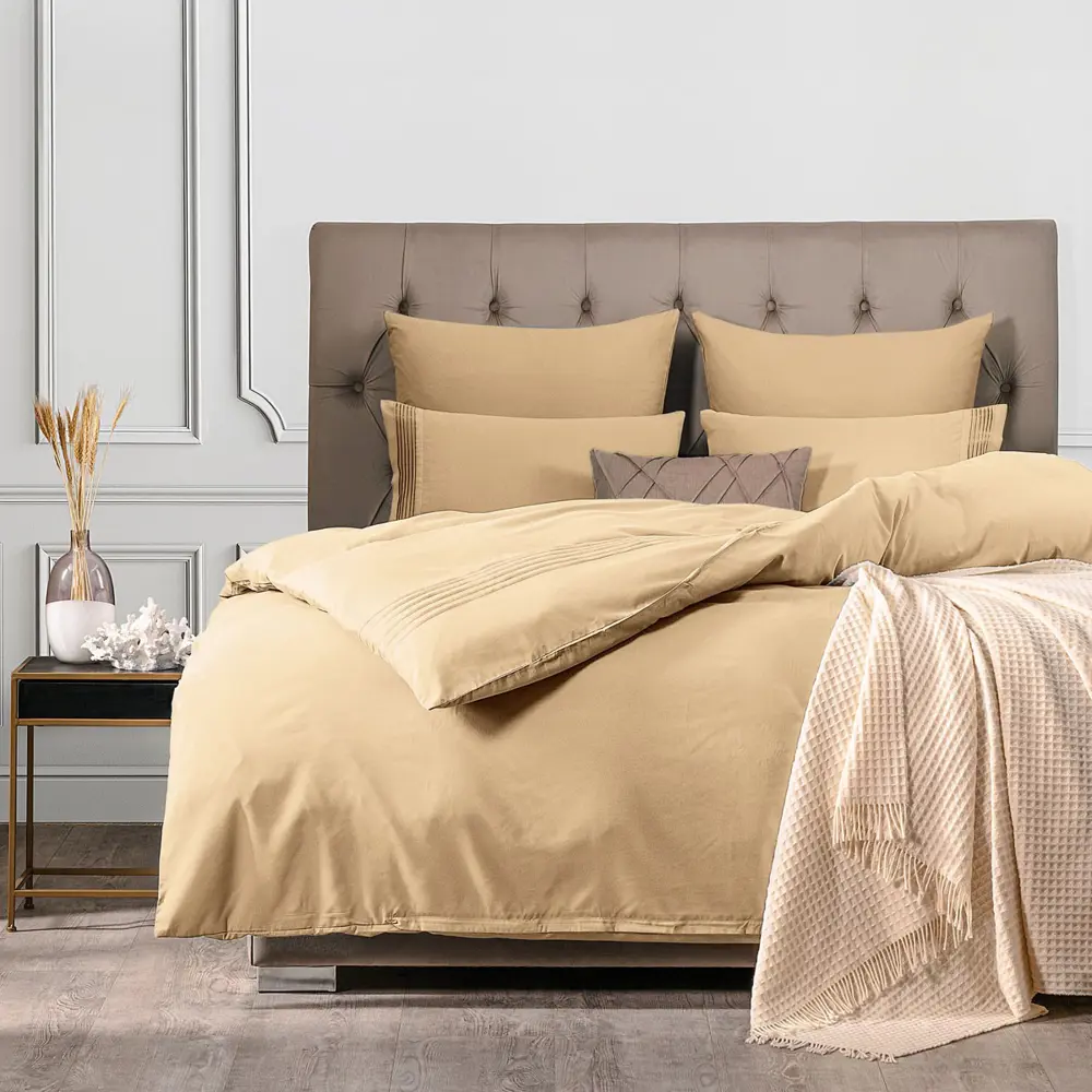 91597075 Комплект постельного белья Sleep ix Миоко pva942009, евро, сатин, бежевый STLM-1072163