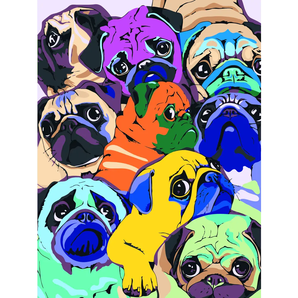 Картина по номерам Мопсы 40х50 см FBRUSH STLM-2144144
