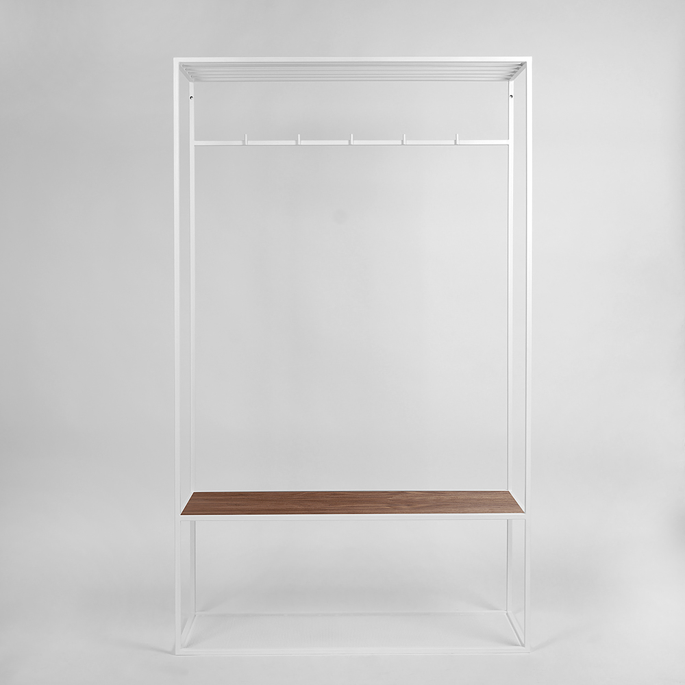 Вешалка в прихожую с полкой белая, американский орех Hallra white INTELLIGENT DESIGN ВЕШАЛКИ HALLRA 261034 Белый;коричневый  - Вид №1