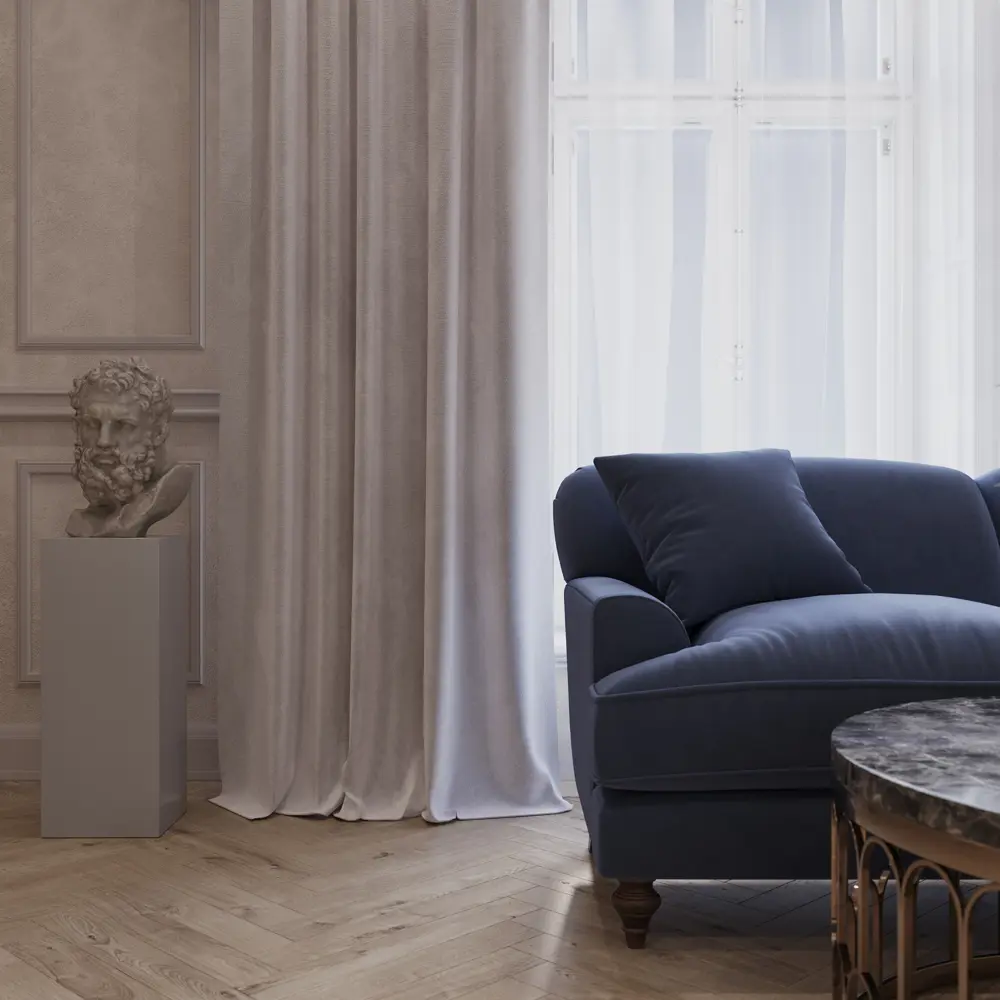 Штора на ленте бархат 230x280 см цвет серебро LINEN WAY STLM-2101213