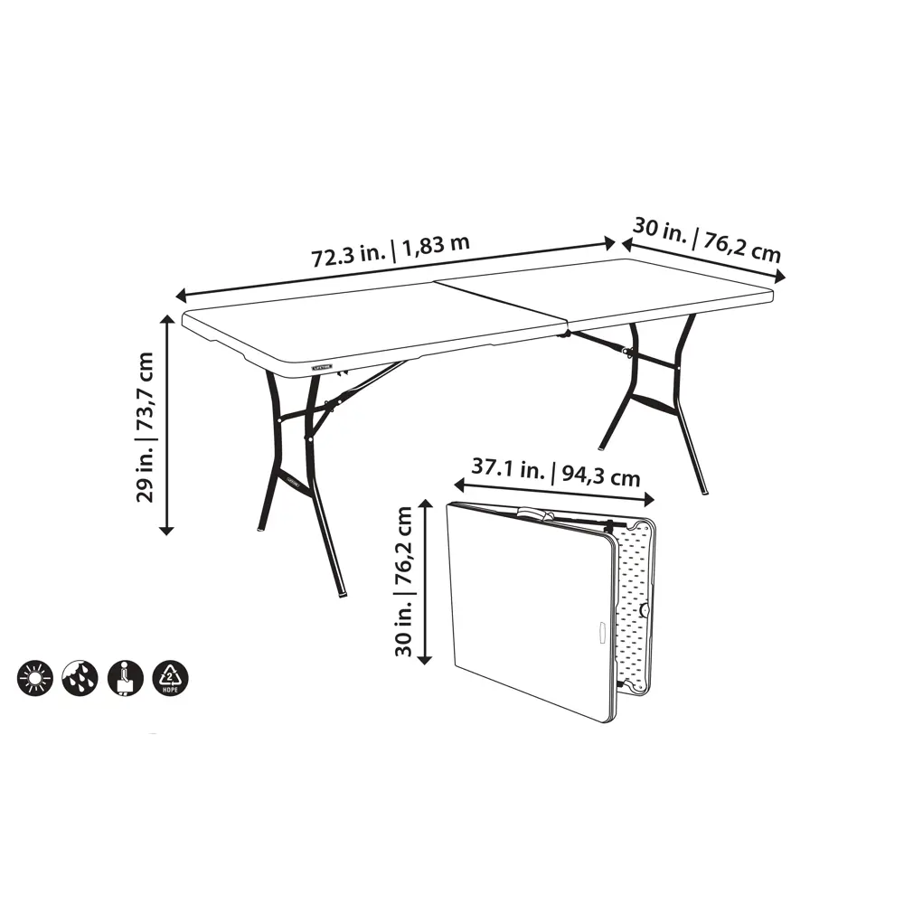 Стол садовый Lifetime складной 183х76х74 см металл Santreyd STLM-2136913 - Вид №21