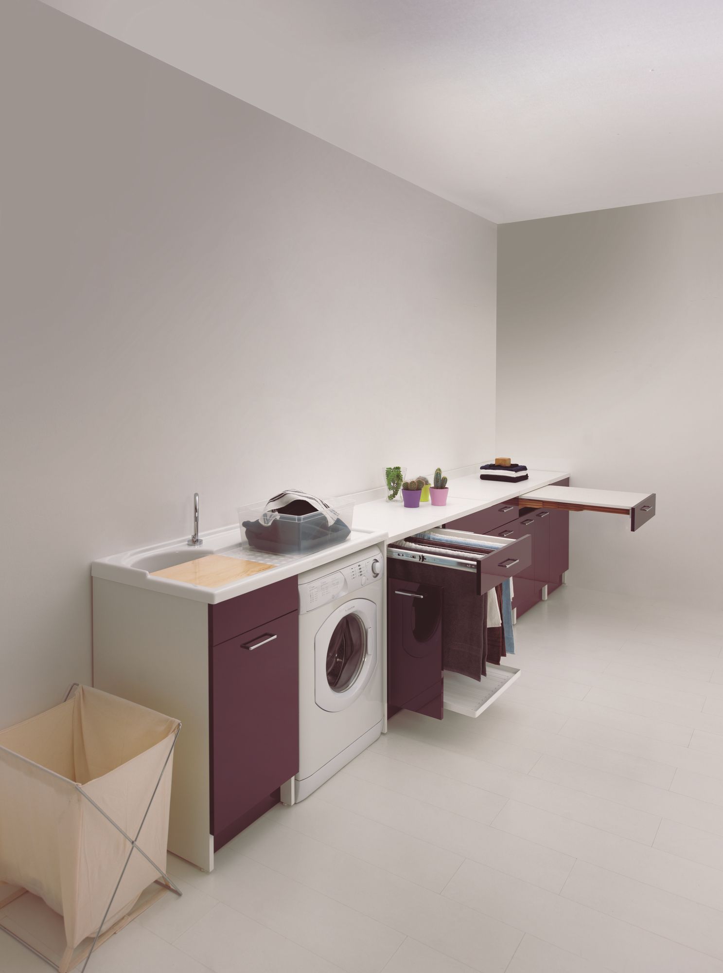 Шкаф для белья из ДСП с бельевой стойкой для стиральной машины COLAVENE Duo ARCH-00049856 - Вид №4