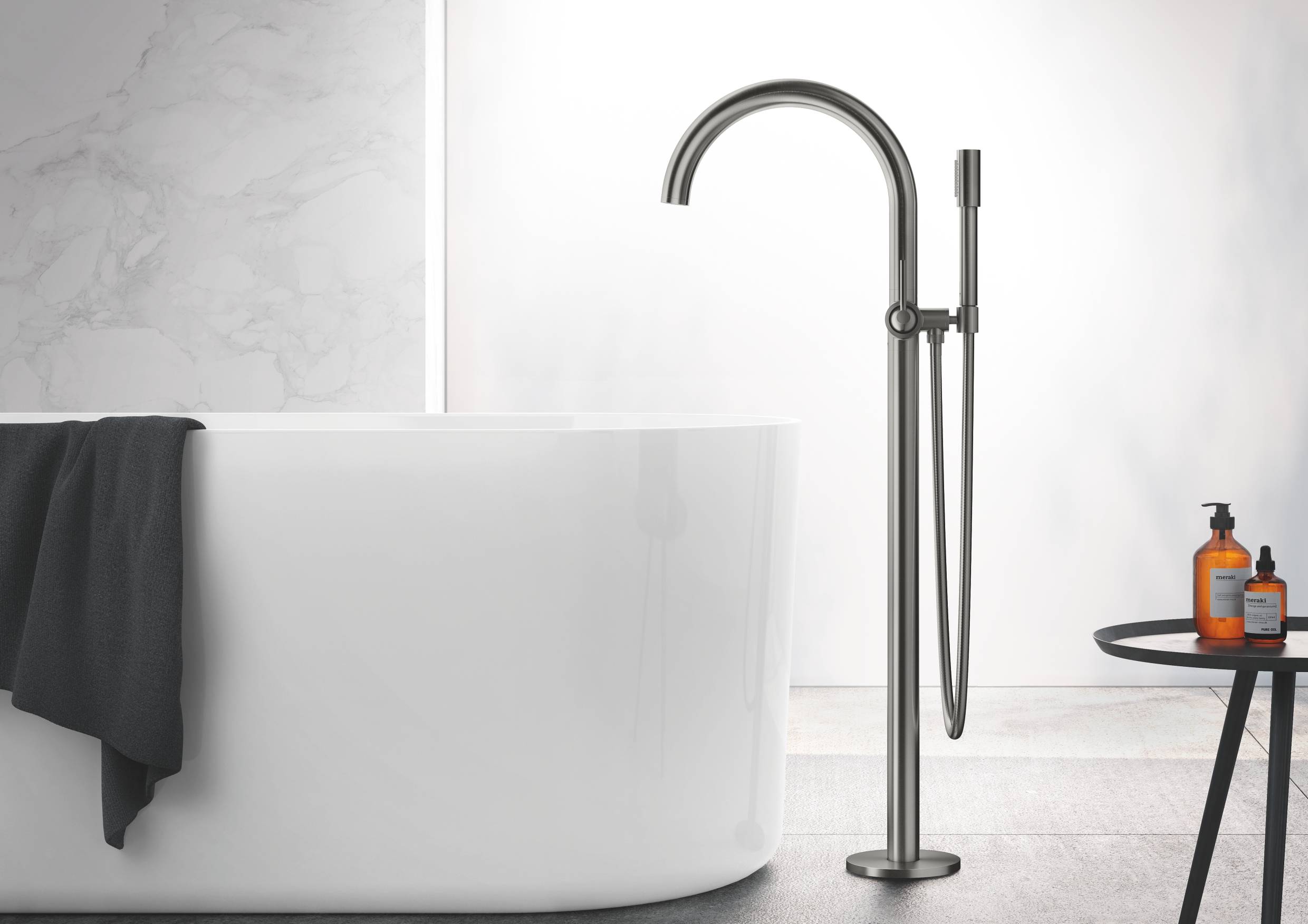 Внешняя часть смесителя для ванны GROHE Atrio New с ручным душем, свободностоящий, темный графит (32653AL3) - Вид №2