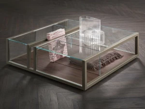 Natevo Квадратный хрустальный журнальный столик с журнальной стойкой Continuum
