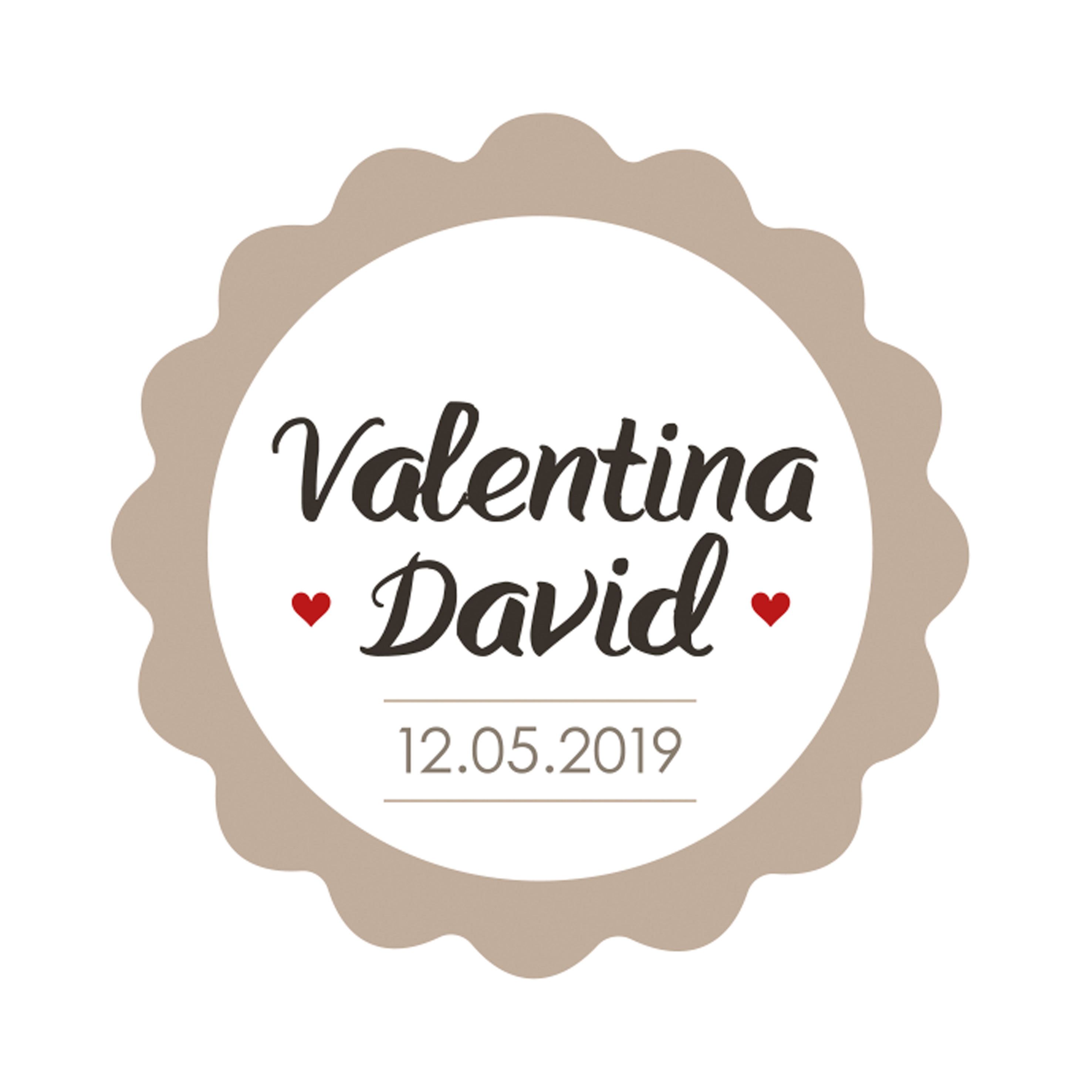 X629.13 PERS. 72 Индивидуальные стикеры onda beige с сердечками Dekoraniaevents Bodas 